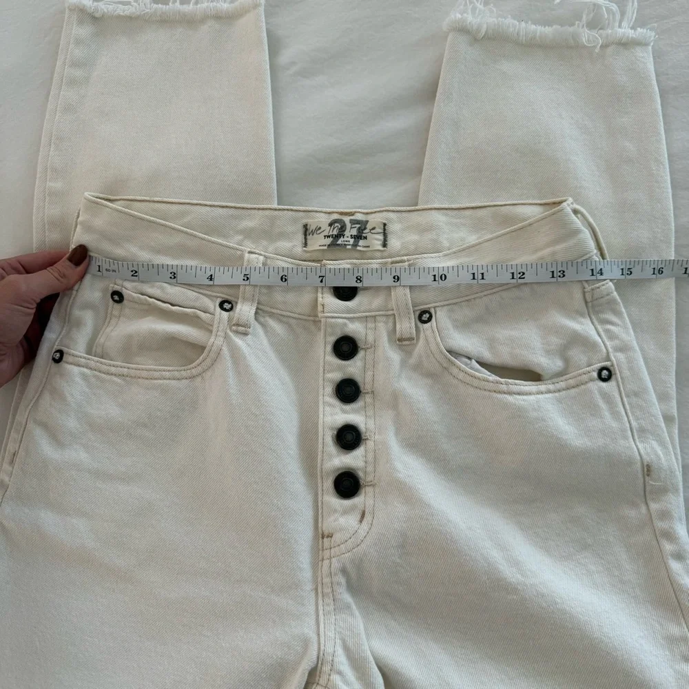 We The Free Cream Button Fly High Rise Cropped Jean